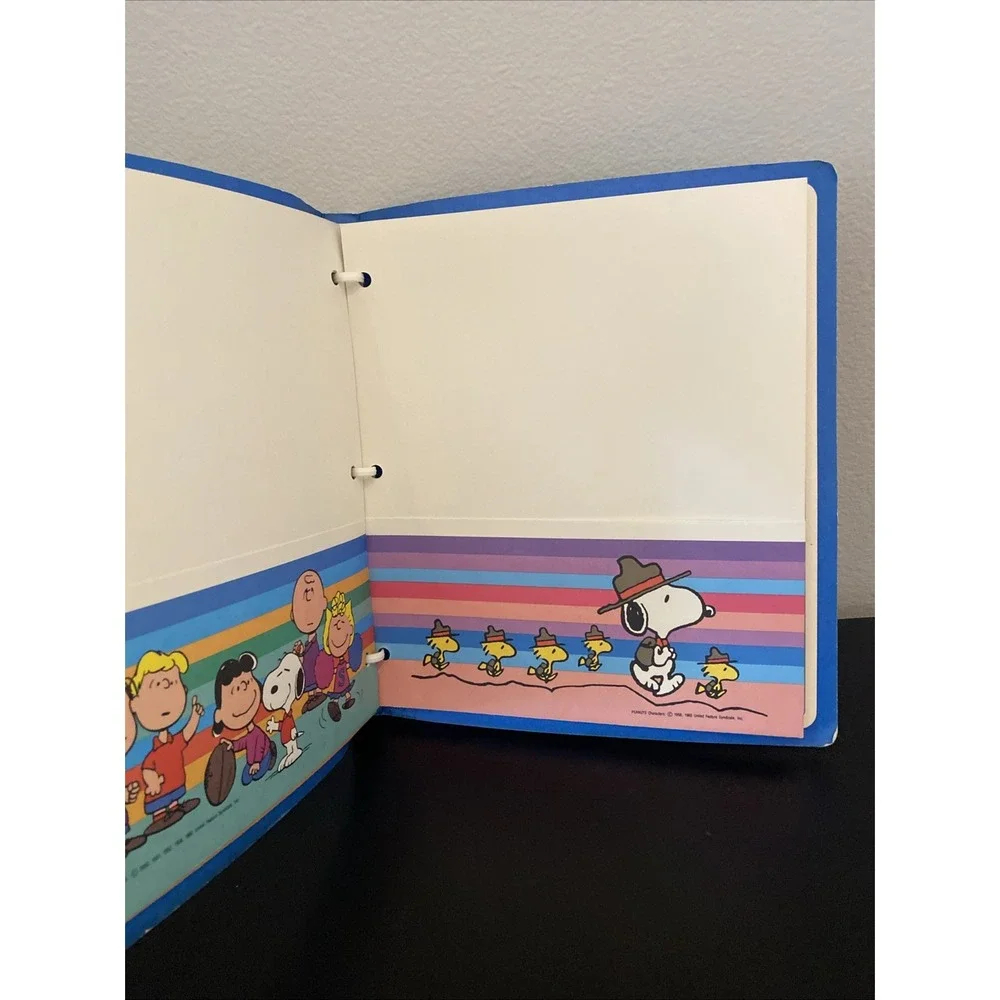 Vintage Snoopy 3‎ Ring Binder + 3 Internal Folders Peanuts Collection 1958 1965